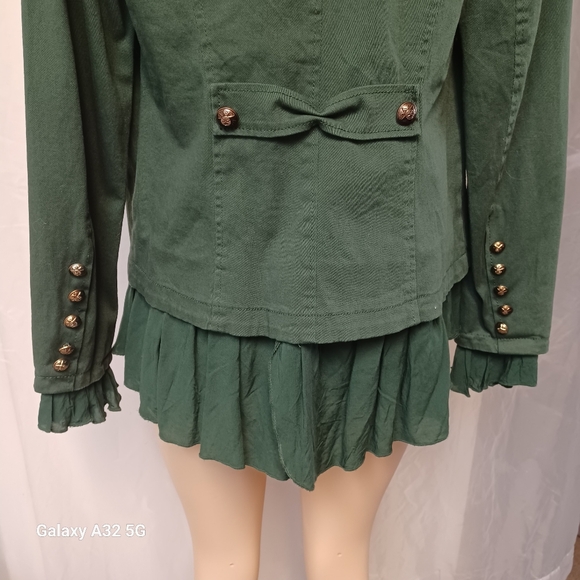 Christina New Green Jacket with Ruffled Hem and Structured Shoulders Size S - Picture 11 of 16